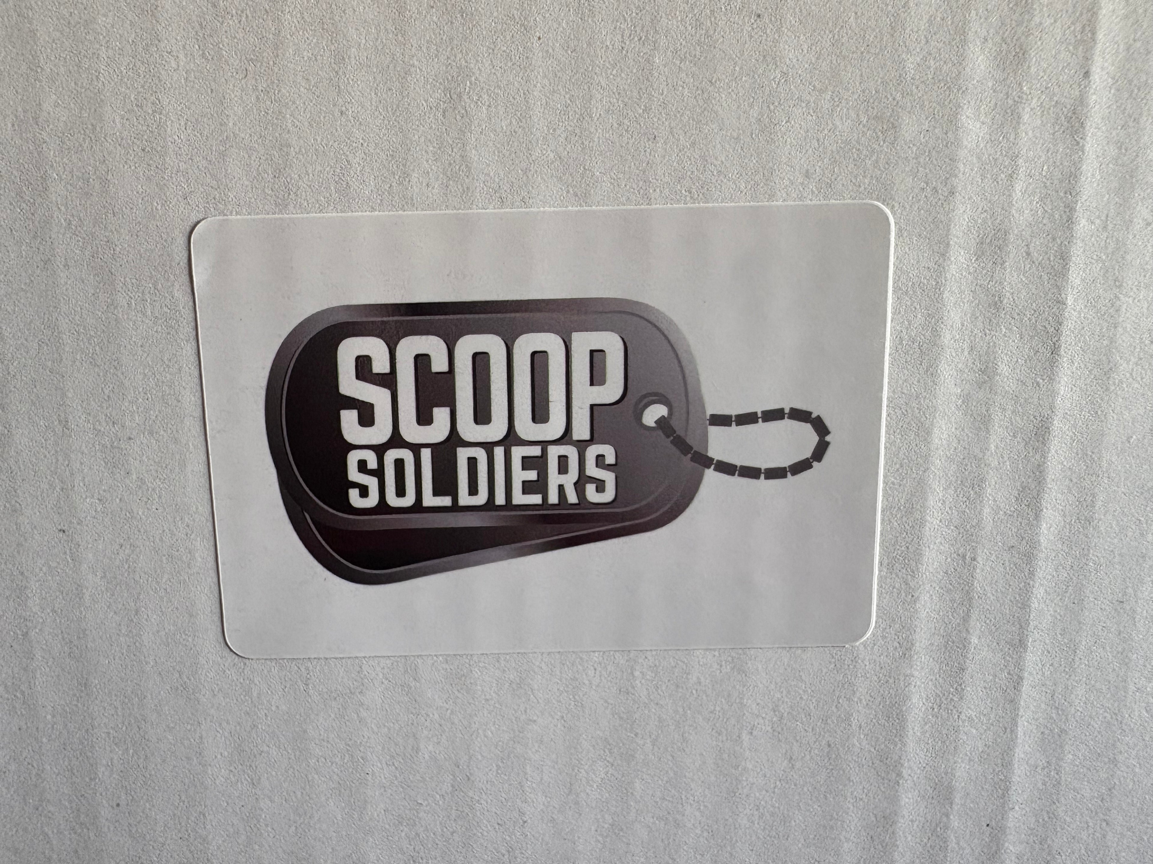 Scoop Soldiers Logo Stickers – Bold Branding for Every Surface, Quantity of 100