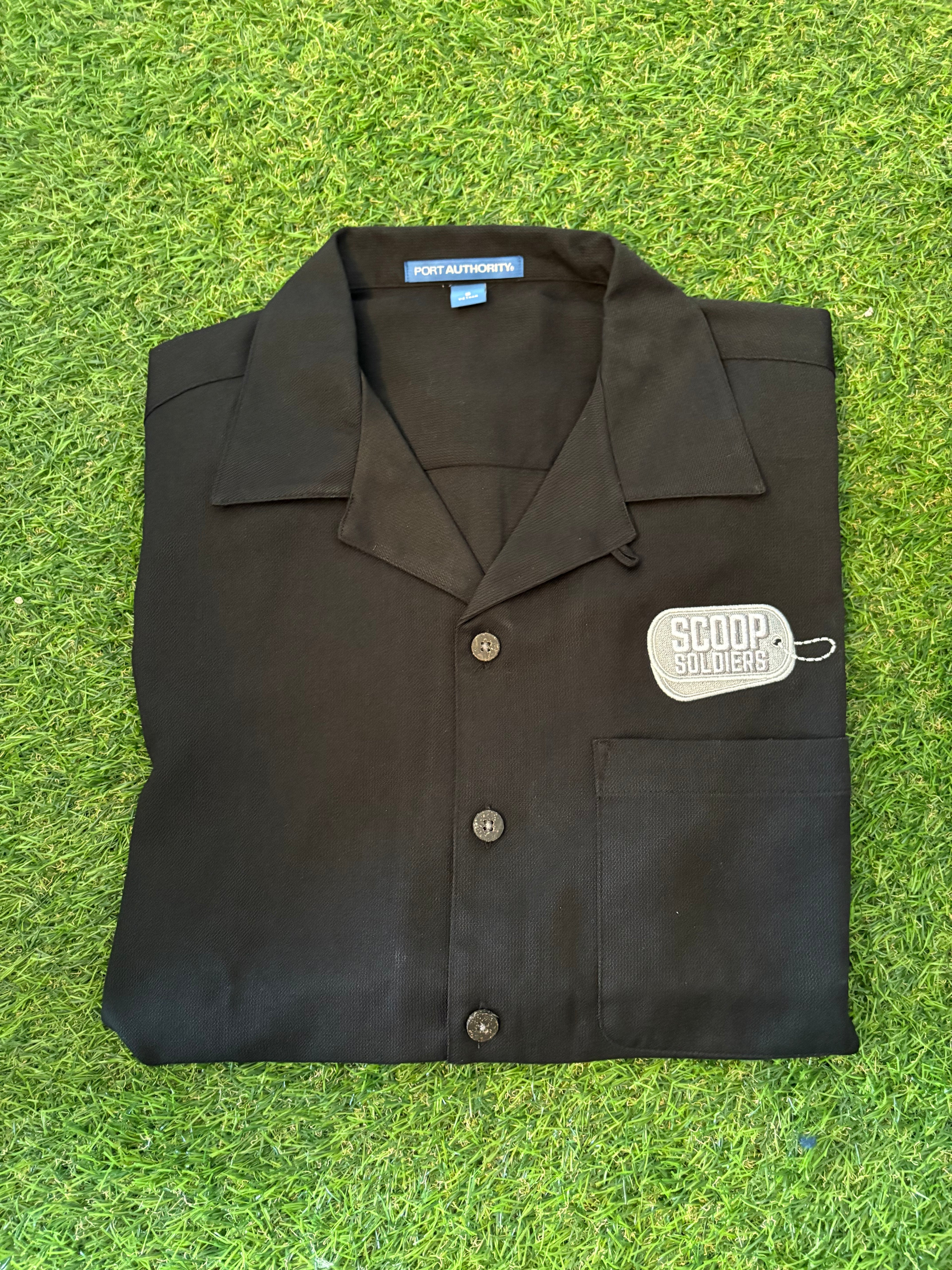 Embroidered Logo Short-Sleeve Button-Up Shirt, Professional Branded Uniform
