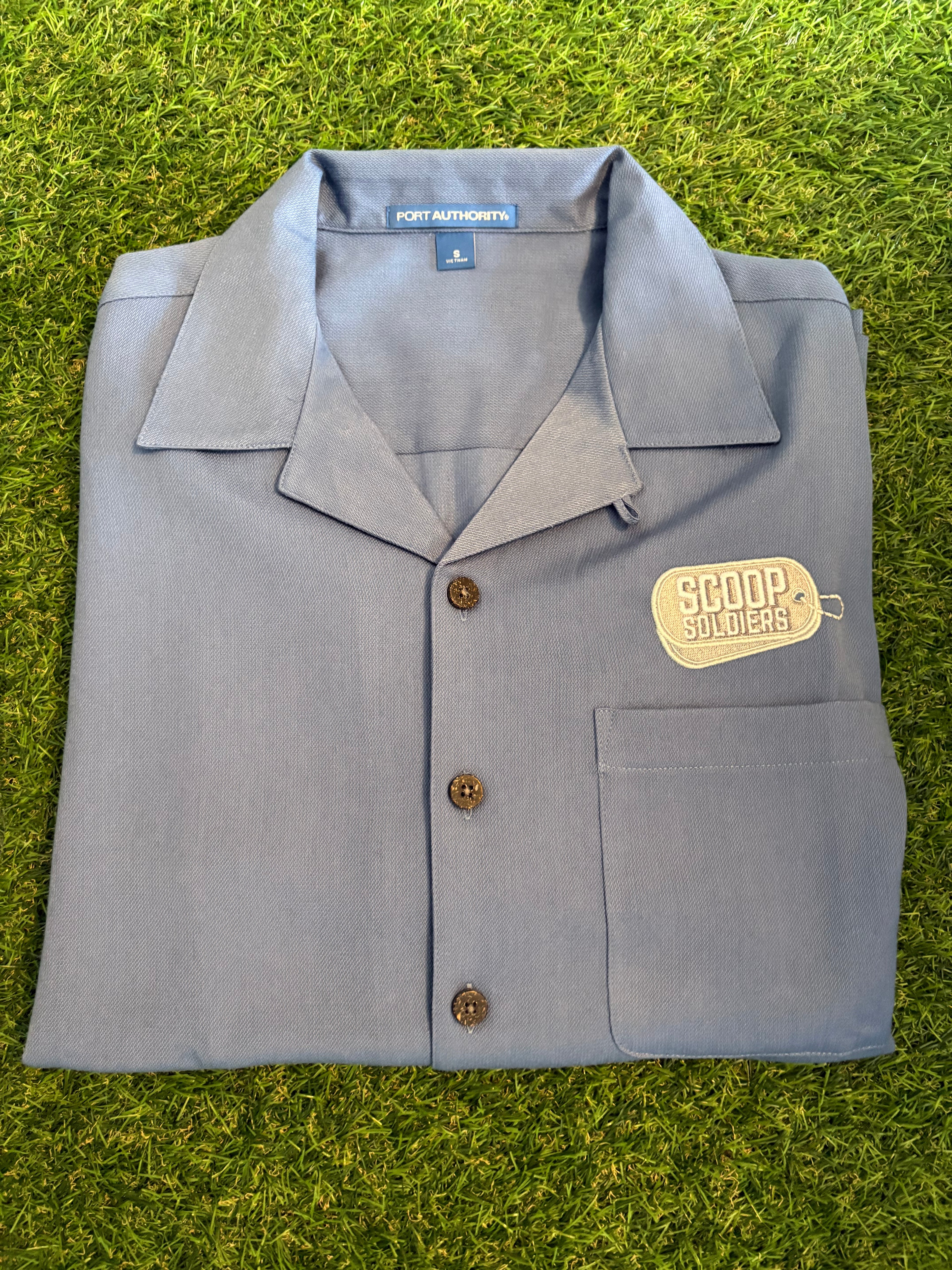 Embroidered Logo Short-Sleeve Button-Up Shirt, Professional Branded Uniform