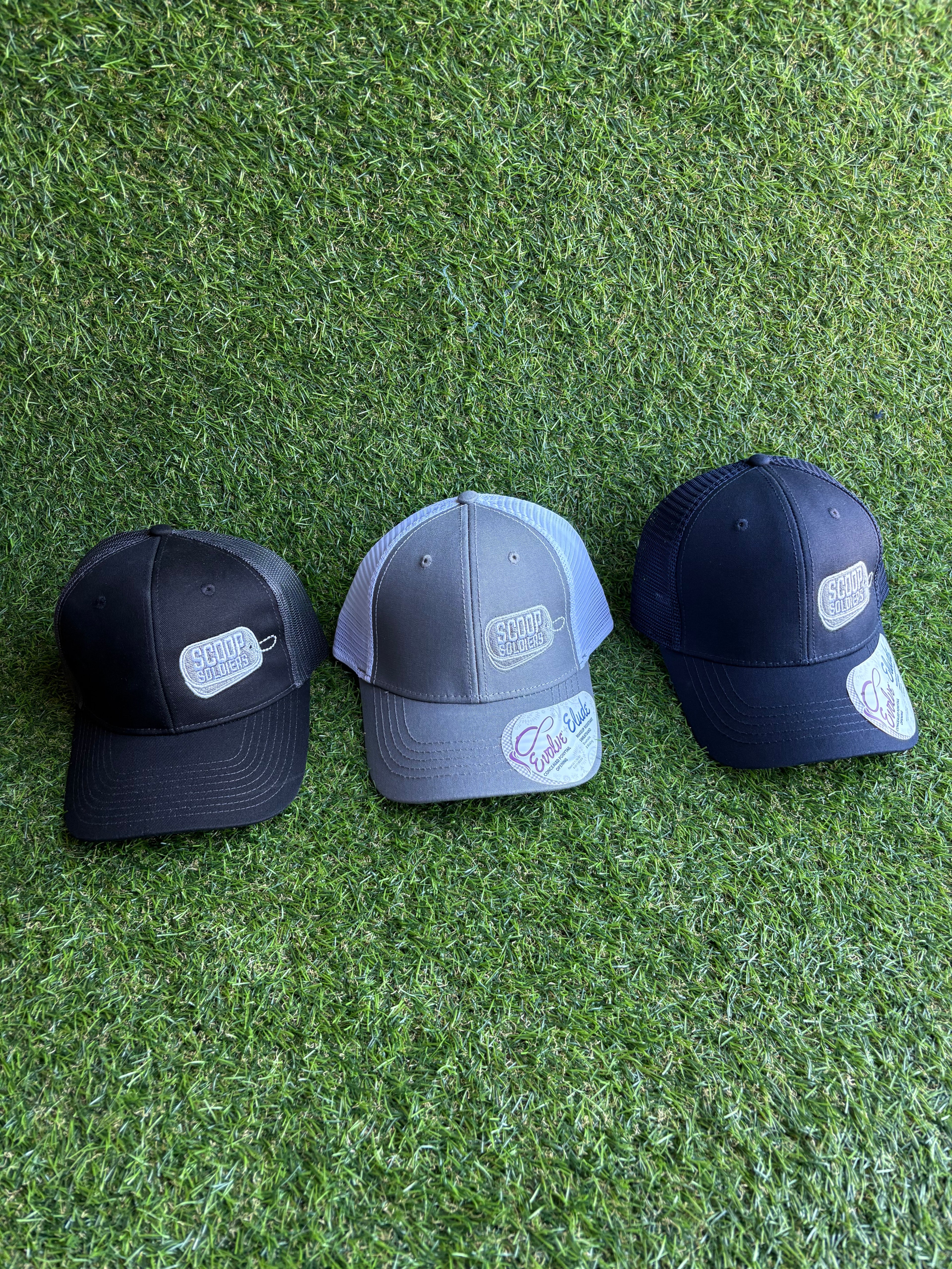 Scoop Soldiers Adjustable Trucker Hat with Hidden/Concealed Ponytail Hat