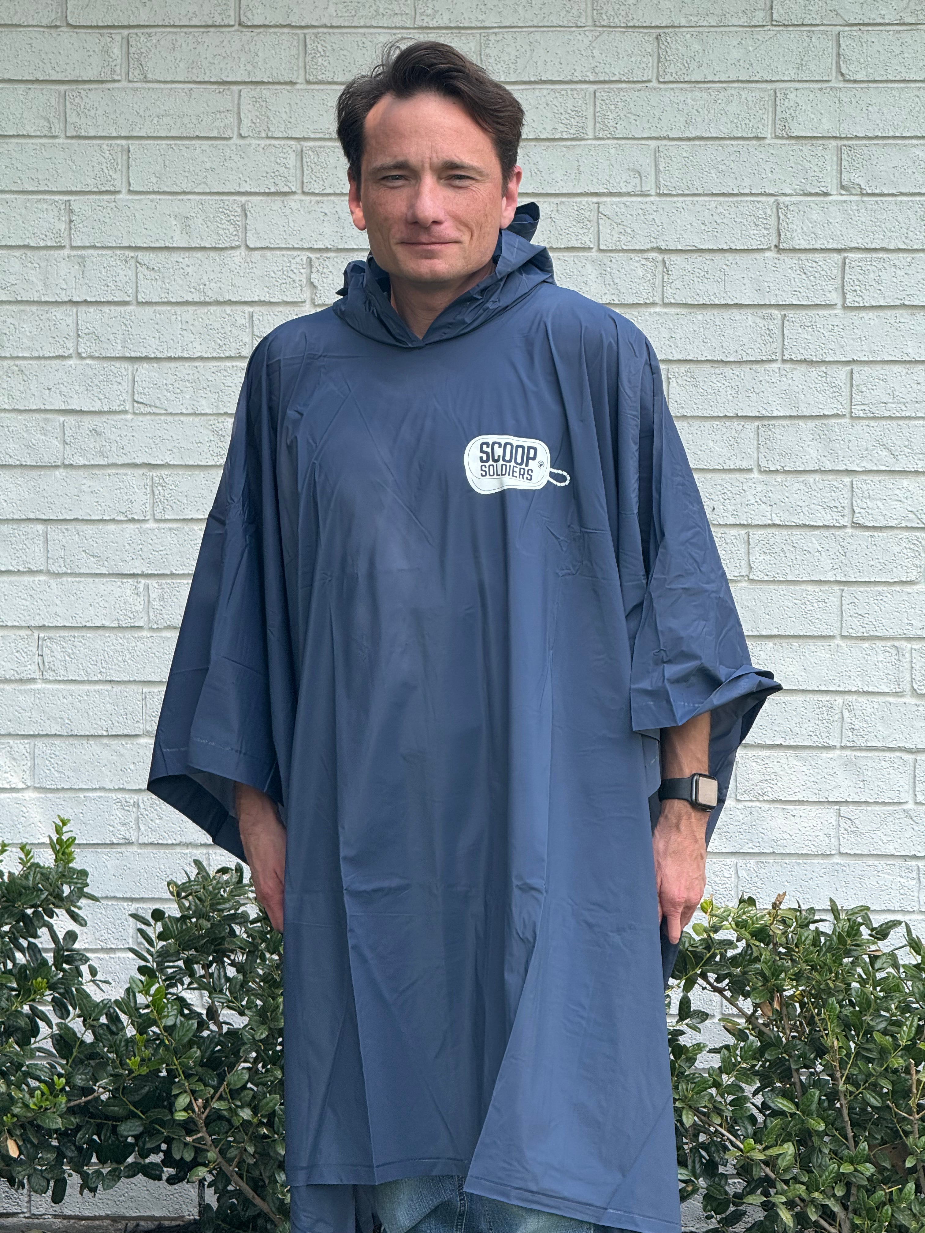Scoop Soldiers Logo Rain Poncho, Lightweight Waterproof Hooded Poncho