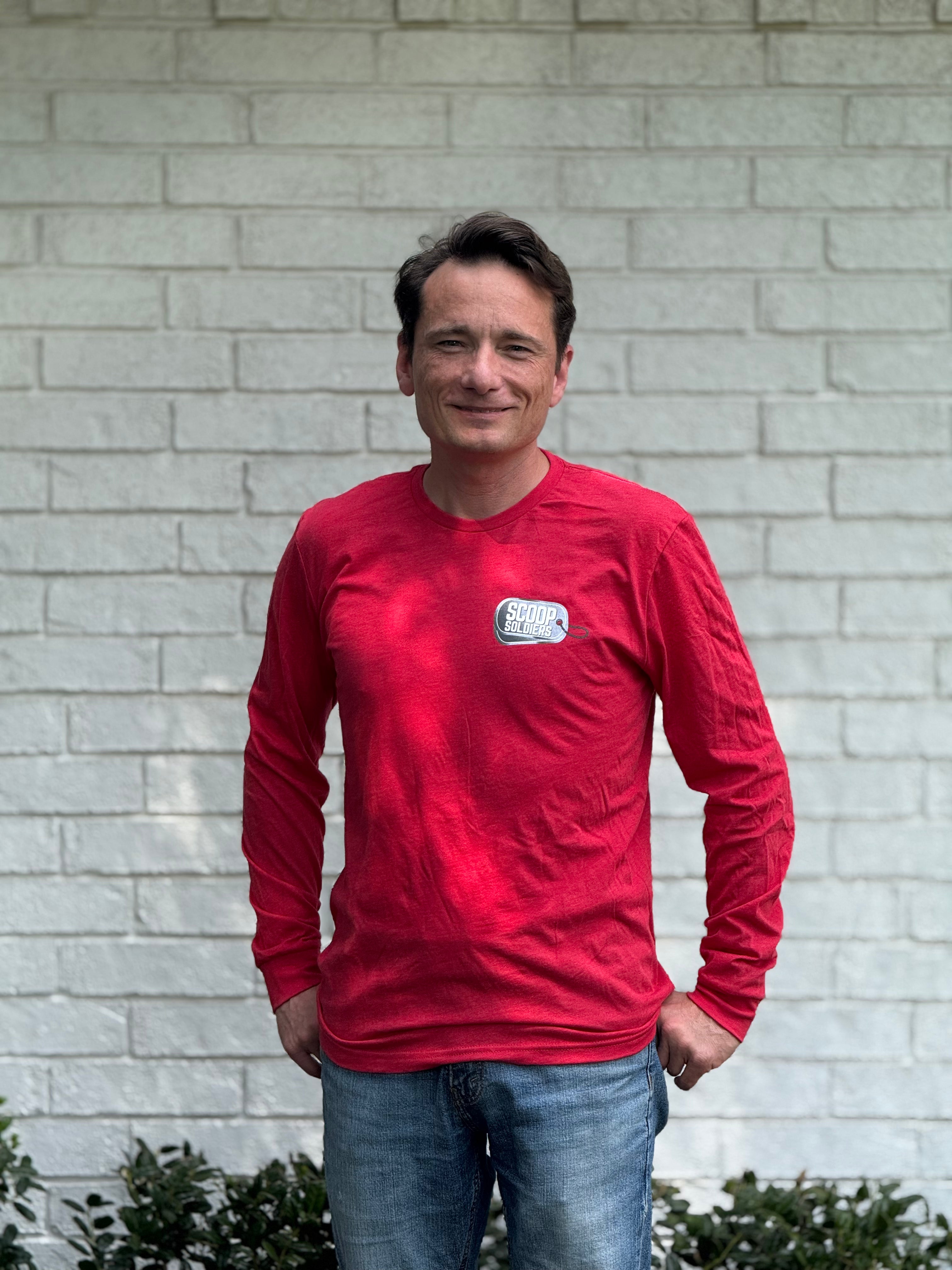 Scoop Soldiers Long Sleeve Cotton Logo Shirt, Unisex Comfort Fit Work & Casual Tee