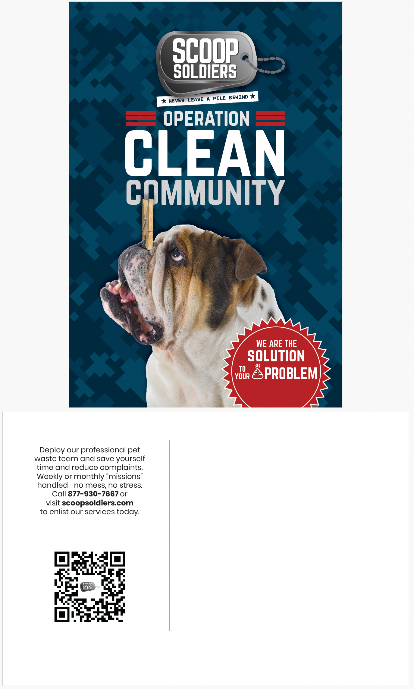 Scoop Soldiers Commercial Property Marketing Postcard, Quantity of 50