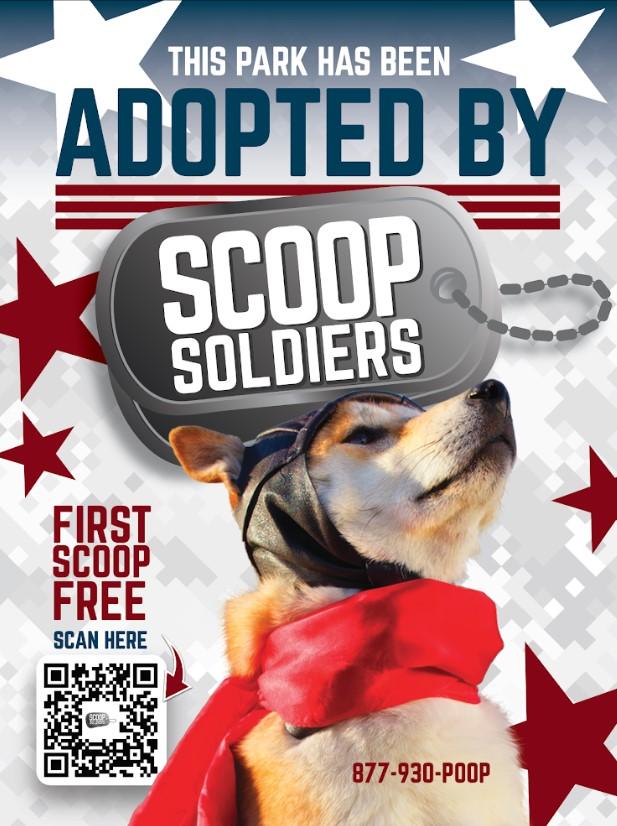 Scoop Soldiers Adopt-a-Park Sign, Community Partnership & Brand Visibility